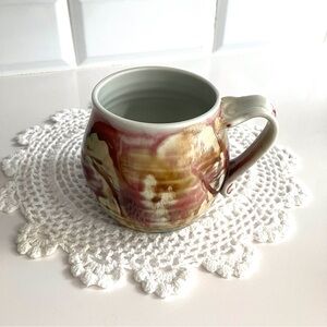 Coffee Mug Studio Pottery Joseph Panacci signed pink beige cream